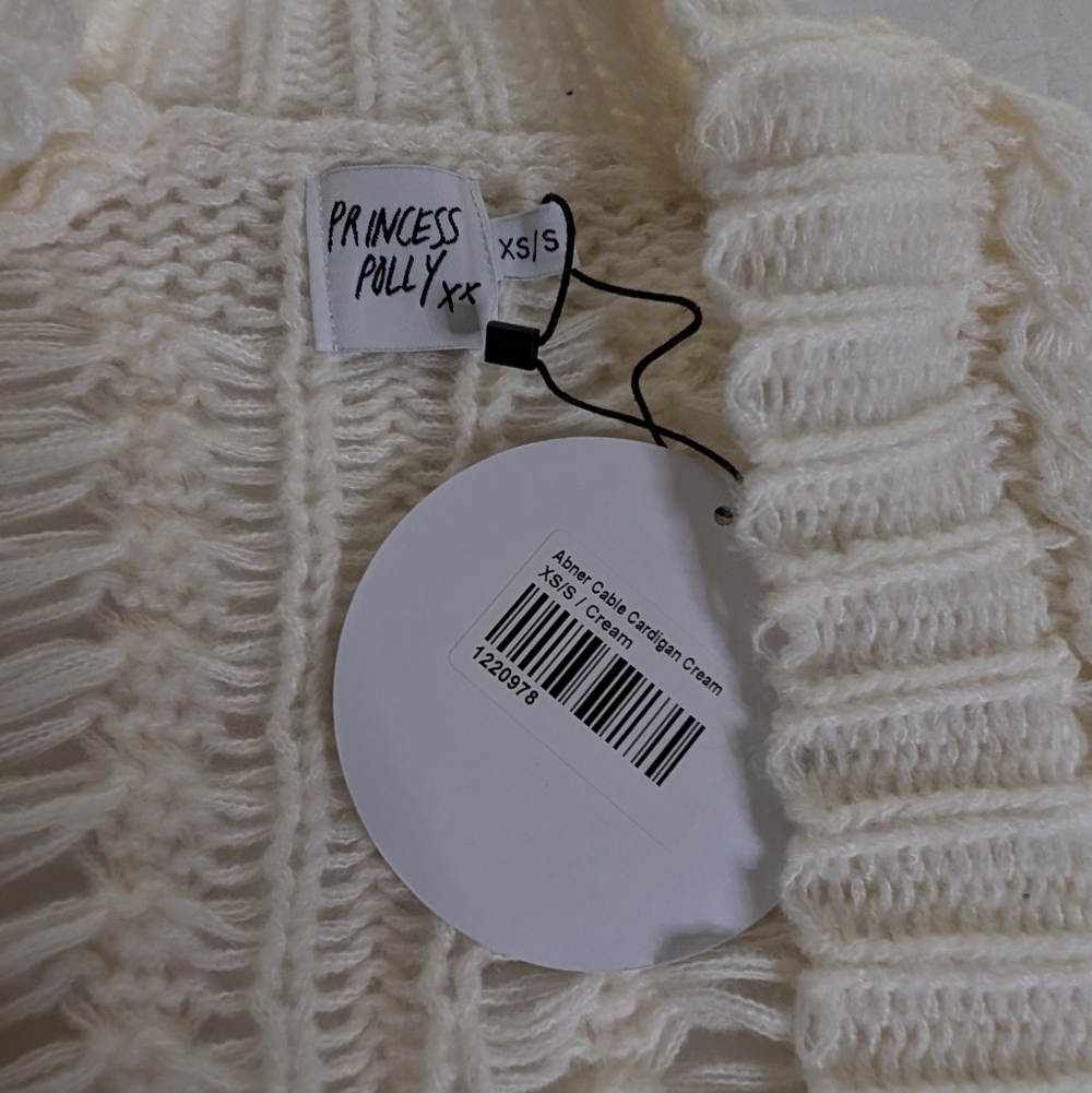 NWT Princess Polly Cream Abner Cable Knit Cardigan Sz XS/S - Picture 13 of 15